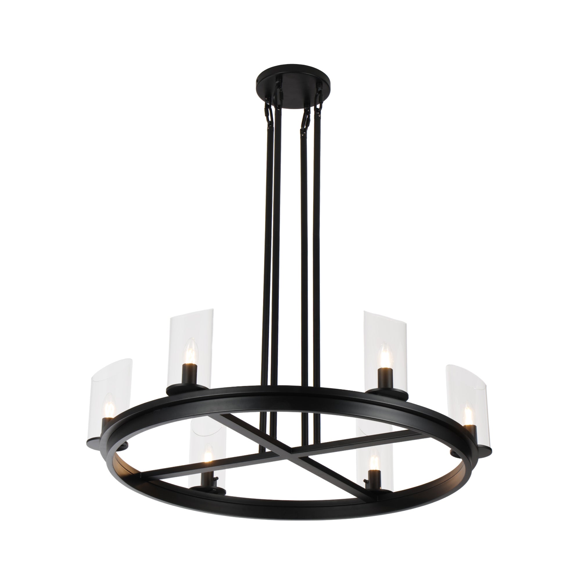 Modern Frame Glass Shade Chandelier