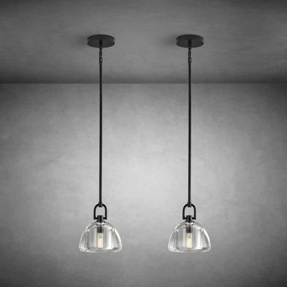 7" Glass Modern Black Pendant Lights(2PCS)