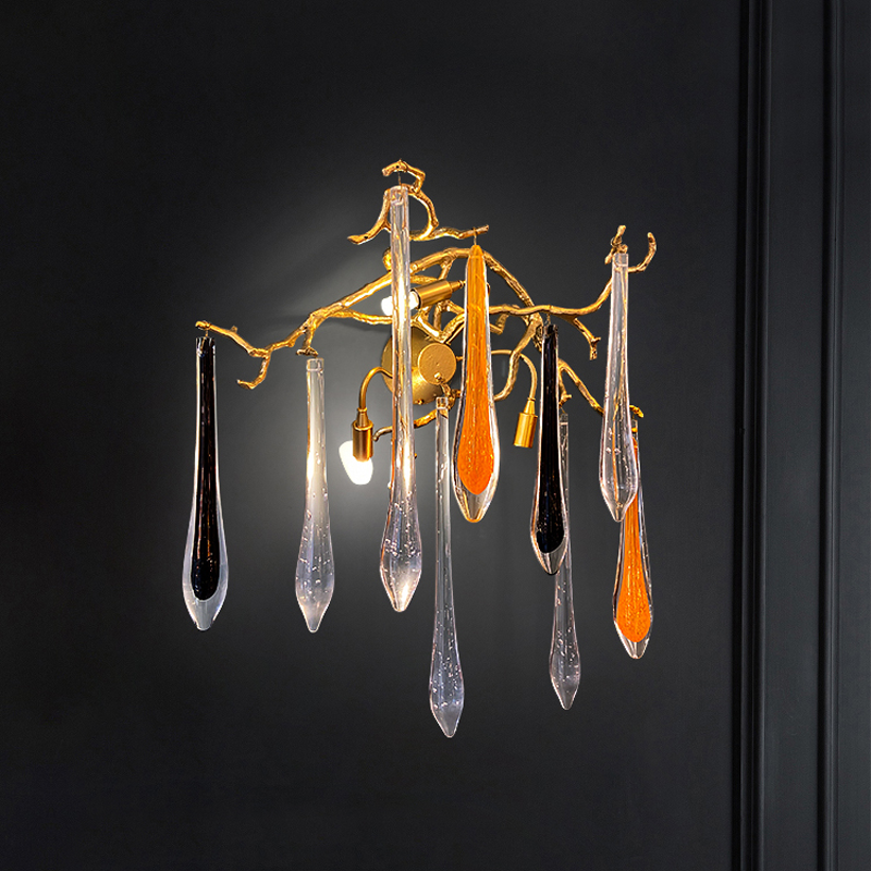 Armelle Branch Gold Brass Crystal Wall Sconce with LED Illumination