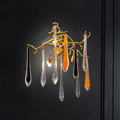 Armelle Branch Gold Brass Crystal Wall Sconce with LED Illumination