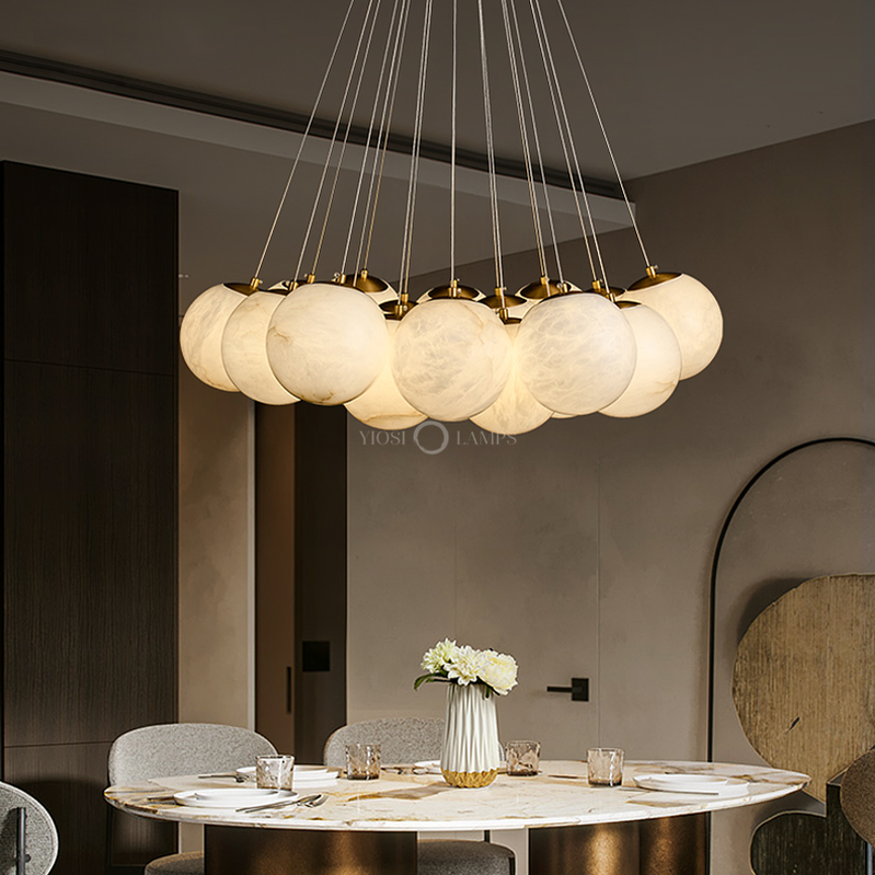 Modern Pearl Alabaster Ball Pendant Light, Dining Room Light