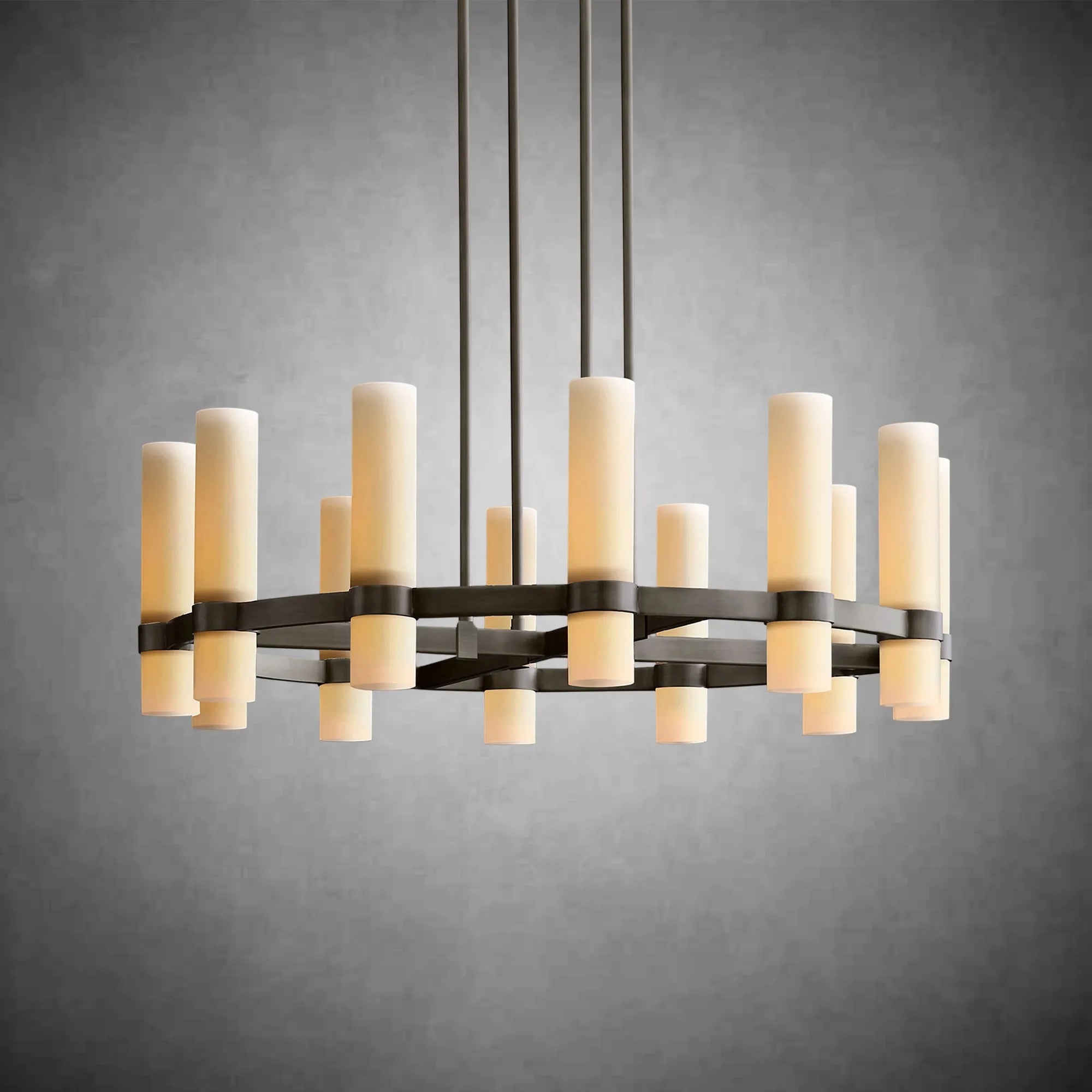 HA Rebecca Round Milk Glass Chandelier