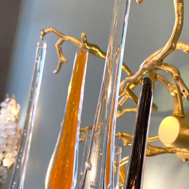 Agnes Branch Gold Brass Crystal Wall Sconce with LED Illumination