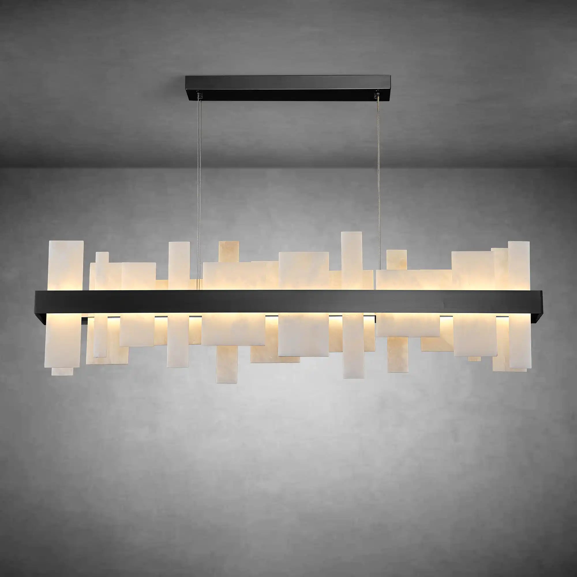 46.8" Adjustable Alabaster Chandelier Over Table for Dining Room