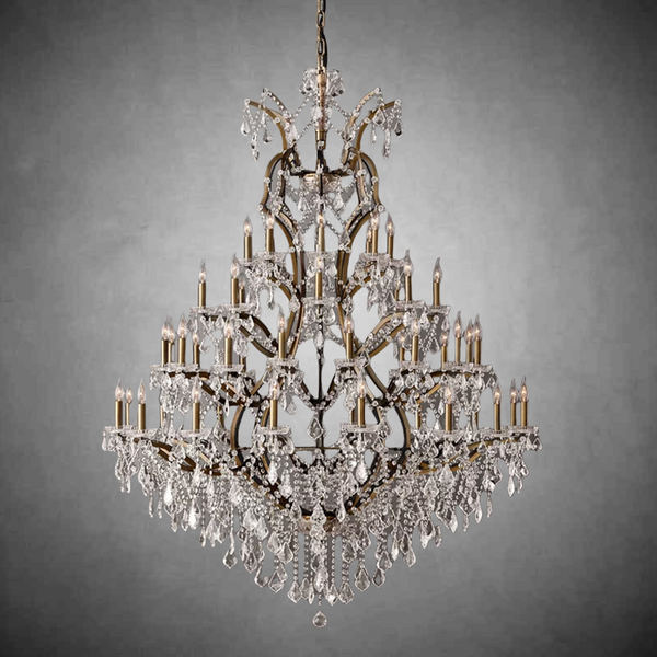 HA Rococo Iron & Crystal Round Chandelier 101"