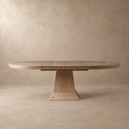 Round Oak Extension Dining Table with Leaves