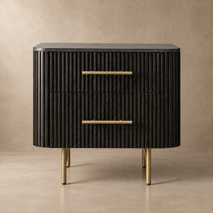 Double Drawer Bedside Chest with Stone Top