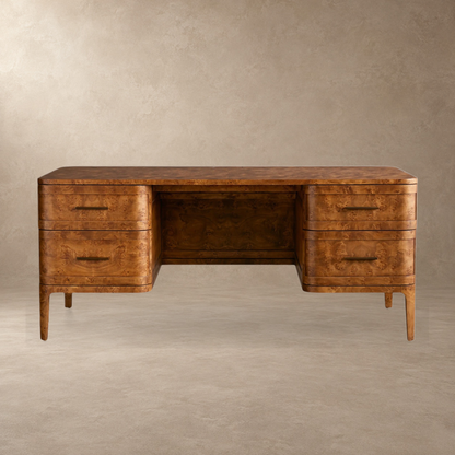 Happyarcadian Mappa Burl Wood Curved Workspace Table