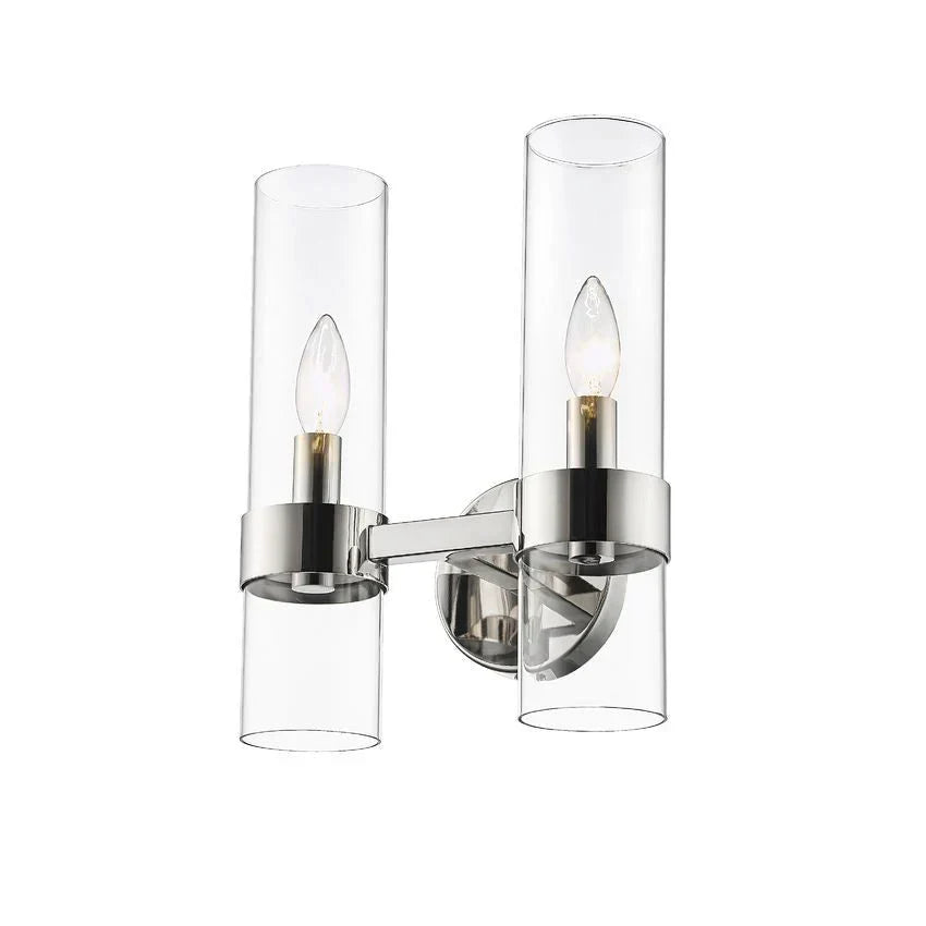 Modern Industrial Double Wall Sconce with Brass, Black, Nickel Finishes