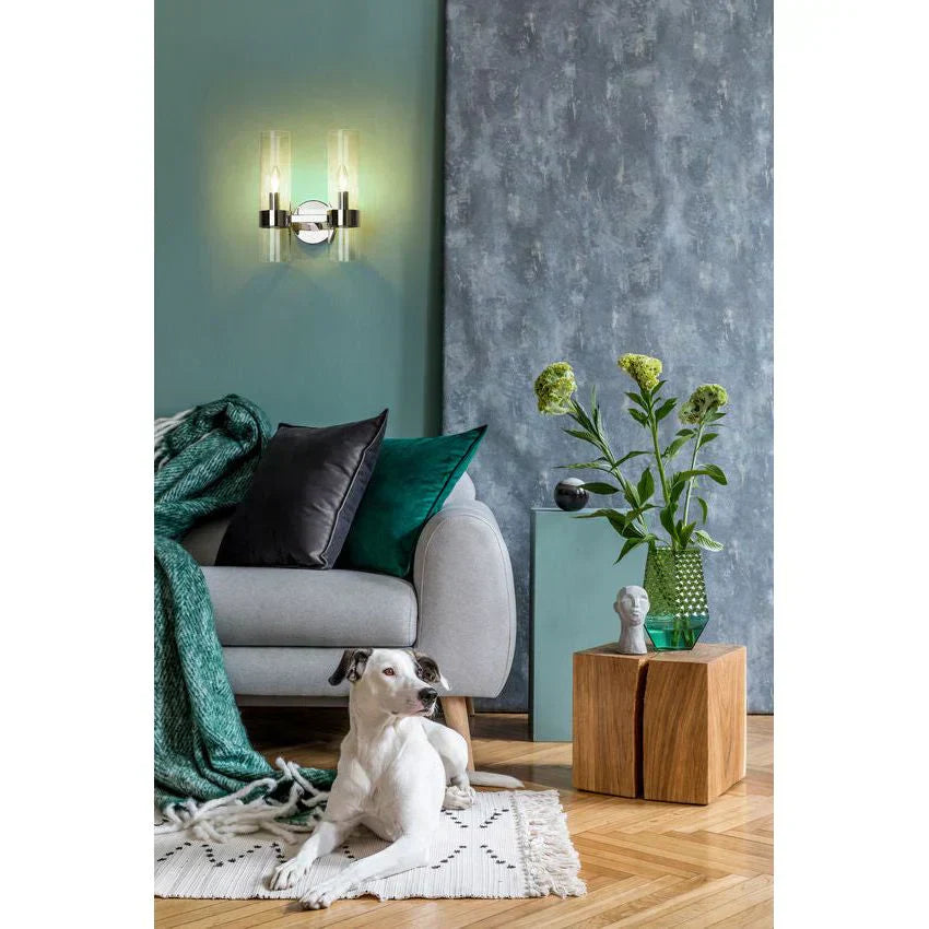 Modern Industrial Double Wall Sconce with Brass, Black, Nickel Finishes