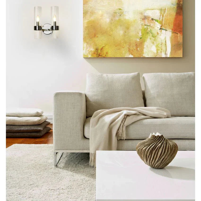 Modern Industrial Double Wall Sconce with Brass, Black, Nickel Finishes