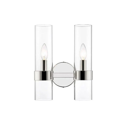 Modern Industrial Double Wall Sconce with Brass, Black, Nickel Finishes