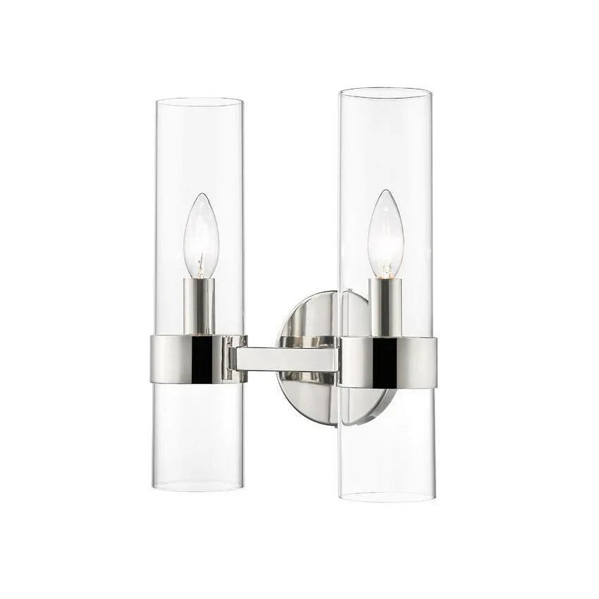 Modern Industrial Double Wall Sconce with Brass, Black, Nickel Finishes
