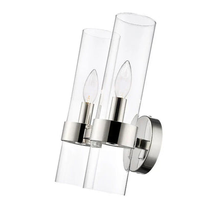 Modern Industrial Double Wall Sconce with Brass, Black, Nickel Finishes