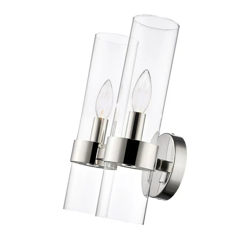 Modern Industrial Double Wall Sconce with Brass, Black, Nickel Finishes