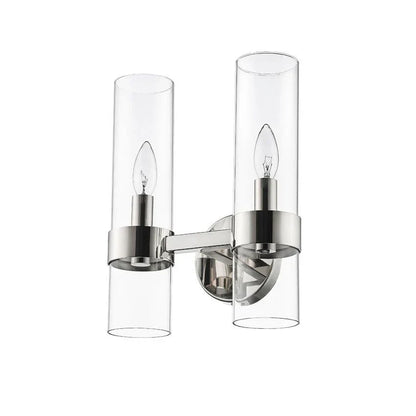 Modern Industrial Double Wall Sconce with Brass, Black, Nickel Finishes