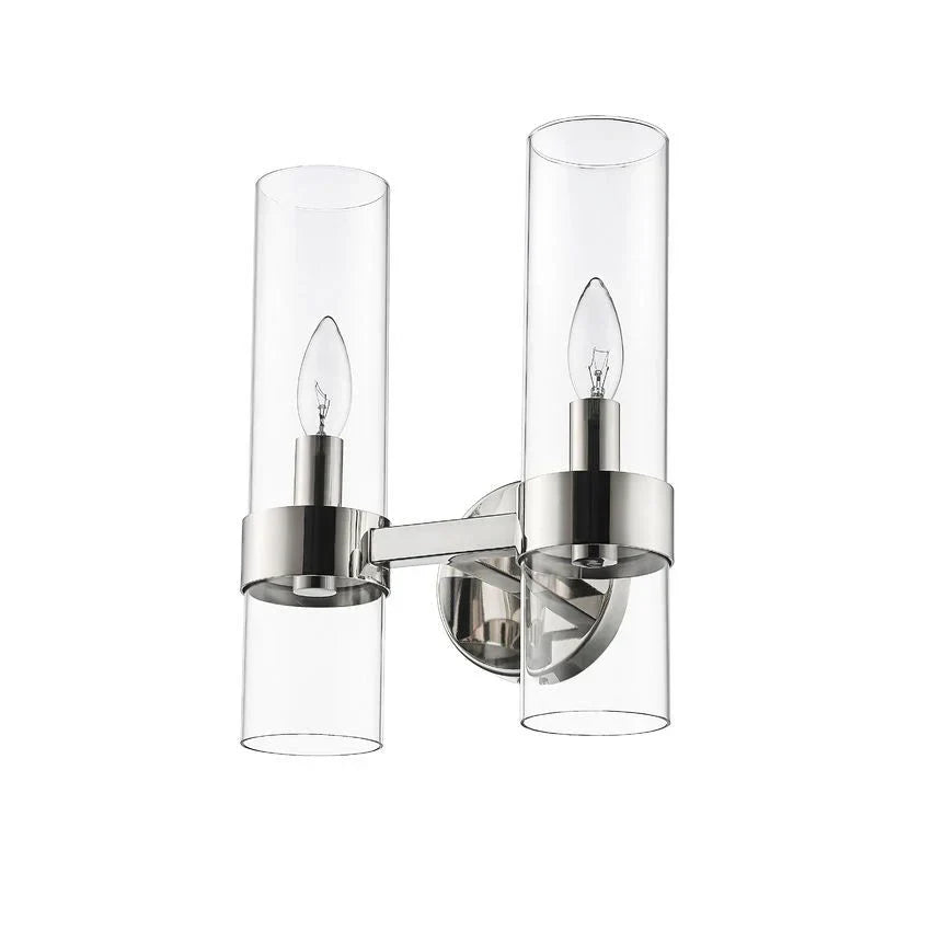 Modern Industrial Double Wall Sconce with Brass, Black, Nickel Finishes