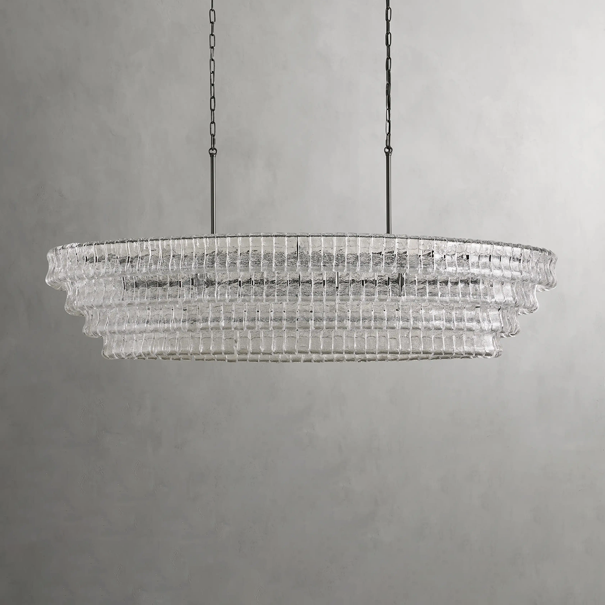 Ghiaccio Art Glass Oval Chandelier