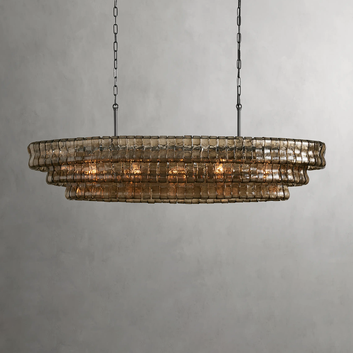 Ghiaccio Art Glass Oval Chandelier