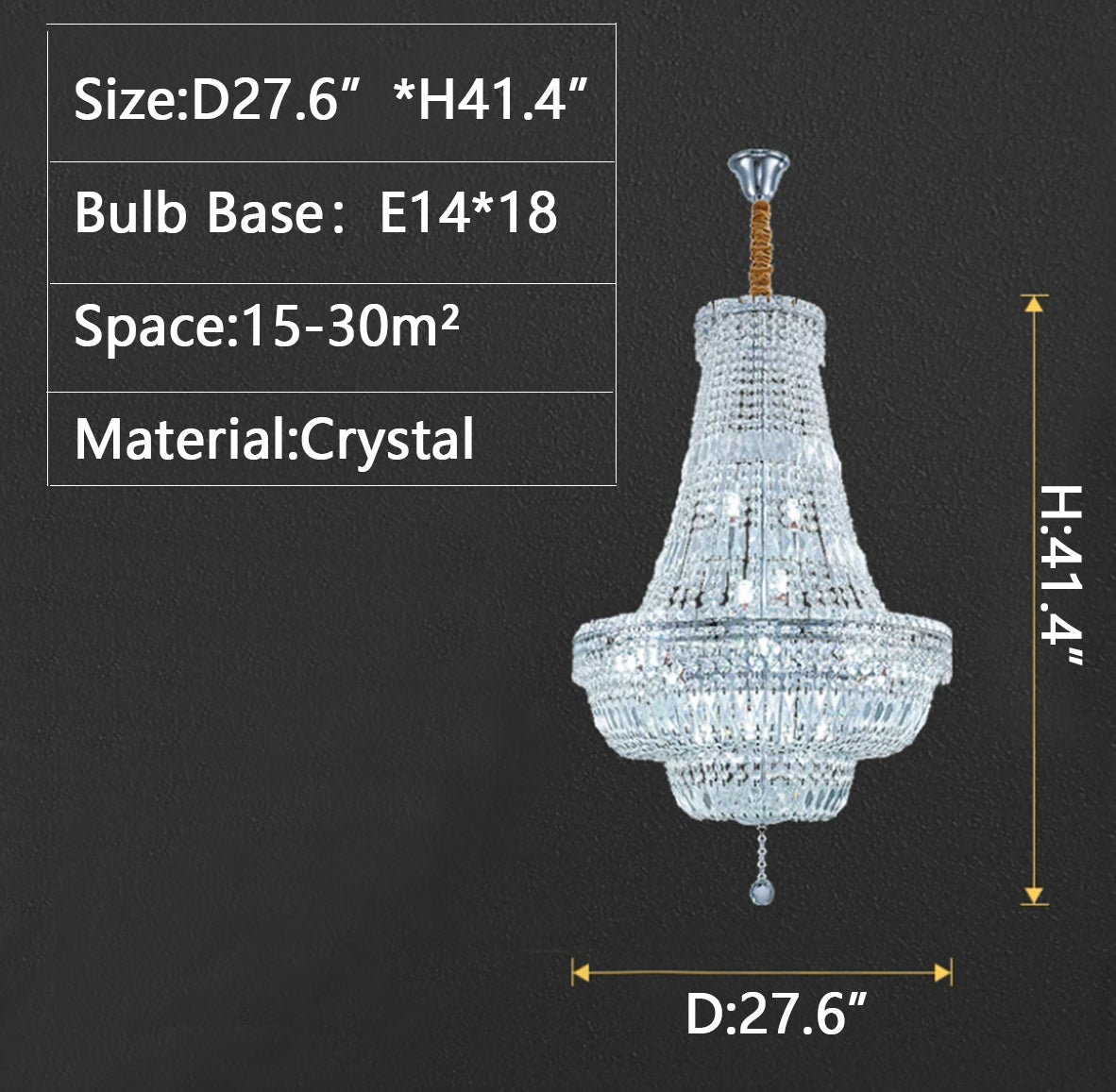 D27.6"*H41.4" chandelier,chandeliers,modern chandeliers,living room,dining room chandeliers,villa,crystal,luxury,multi-layer