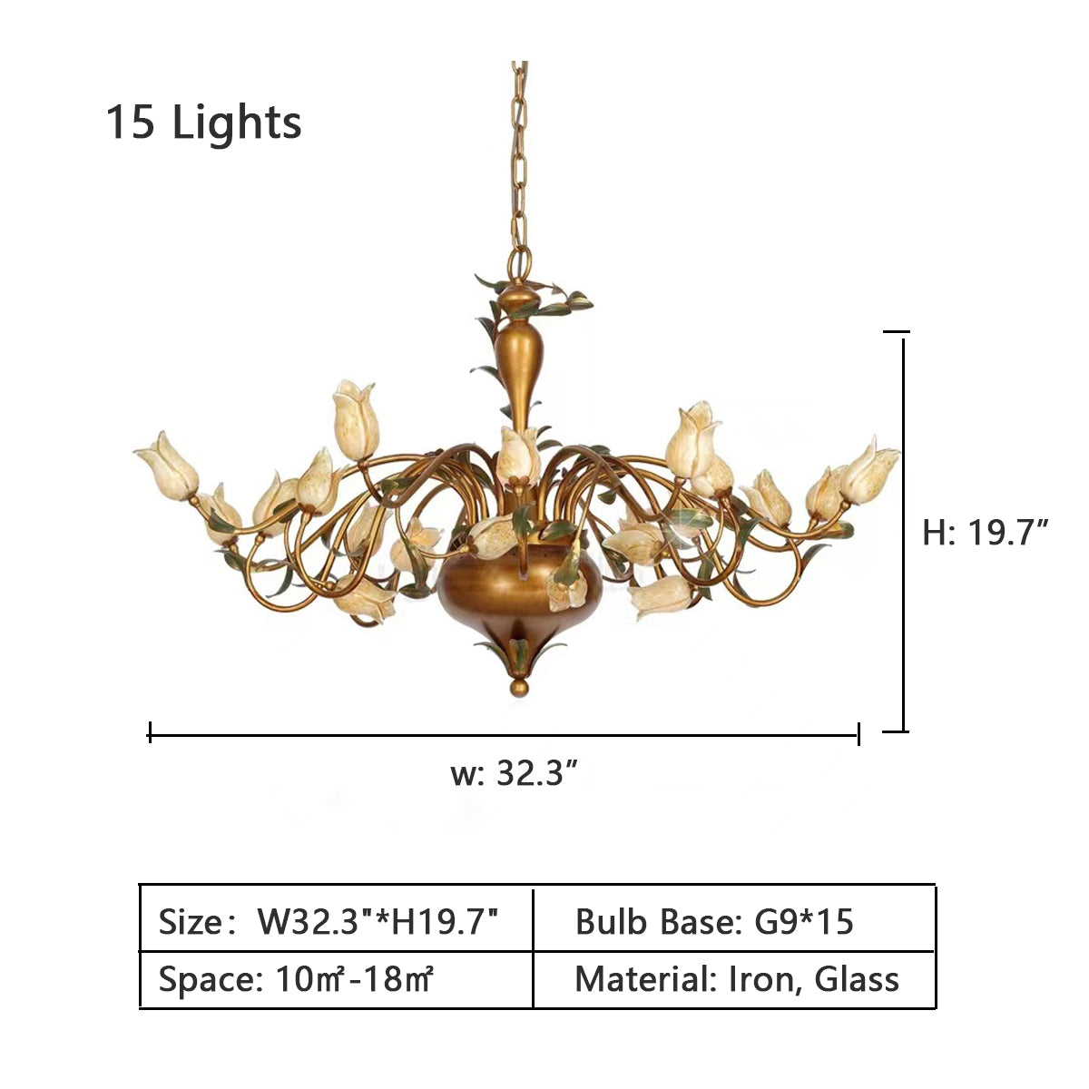 European Country Style Creative Beautiful Vintage Tulip Flower Chandelier for Dining Room Bedroom Living Room Kids Room