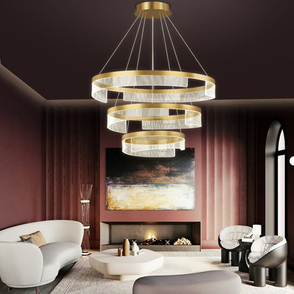 Designer Recommended Modern Simple Ring Round Acrylic Chandelier for Living Room/Bedroom/Dining Room