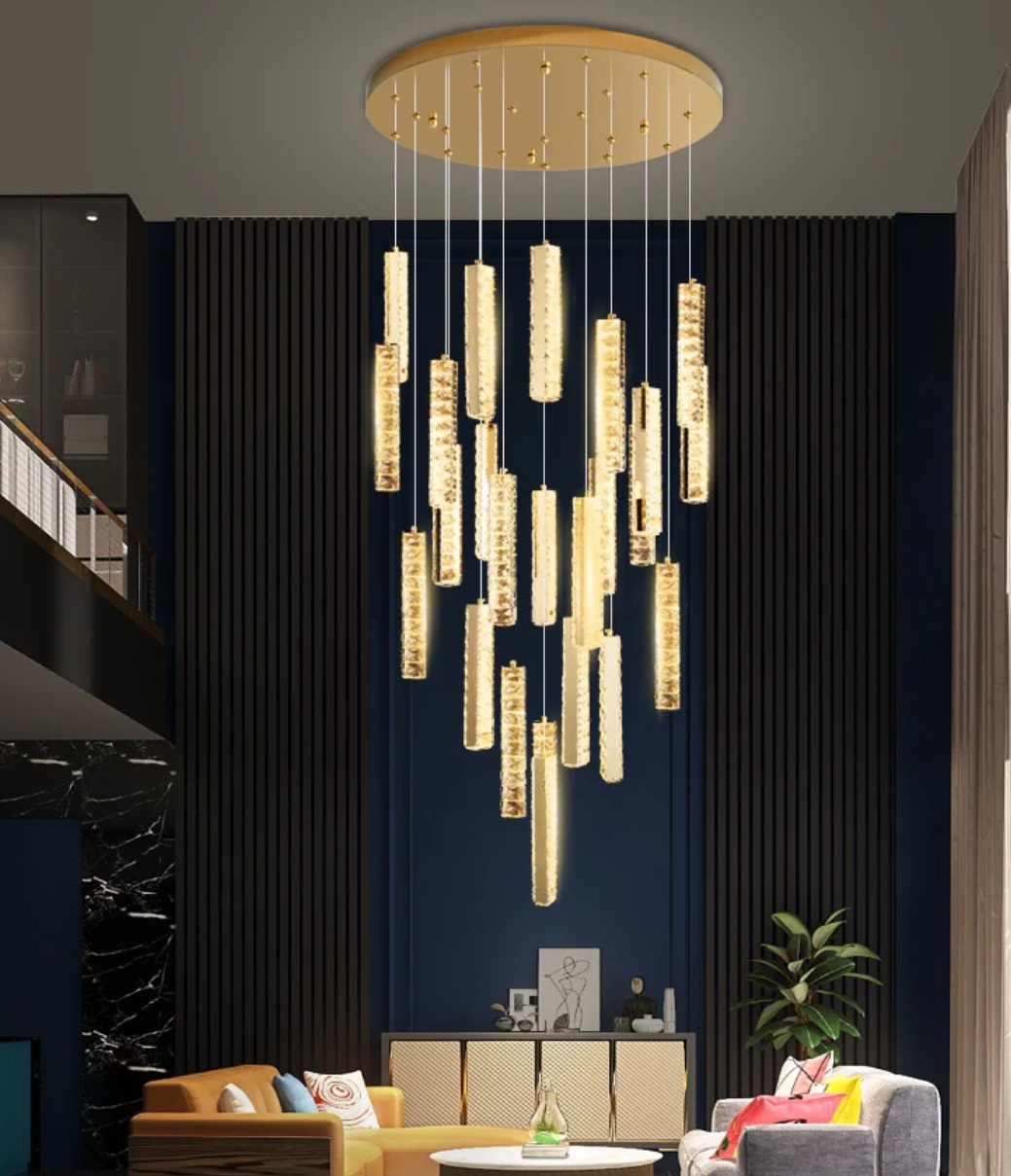 Extra Large Modern Spiral Crystal Ceiling Light Decoration for Staircase/ High Ceiling Living Room/ Hotel Lobby/ Hallway