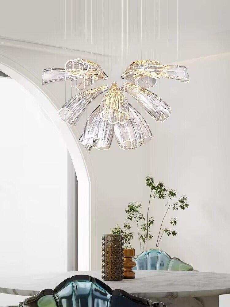 Christian Luxury Glass Lotus Hotel Hallway Stairway Chandelier