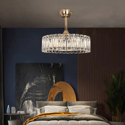 New Modern Invisible Fan Light Candle Crystal Chandelier for Living/Dining Room/Bedroom