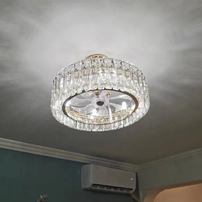 New Modern Invisible Fan Light Candle Crystal Chandelier for Living/Dining Room/Bedroom