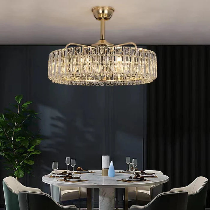 New Modern Invisible Fan Light Candle Crystal Chandelier for Living/Dining Room/Bedroom