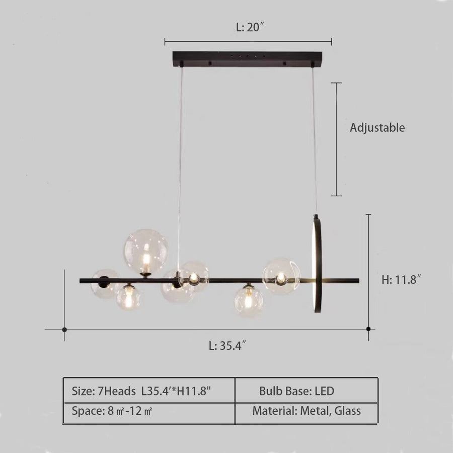 Oversized Nordic Black Iron Glass Bubble Collection Chandelier Suit for Living/Dining Room