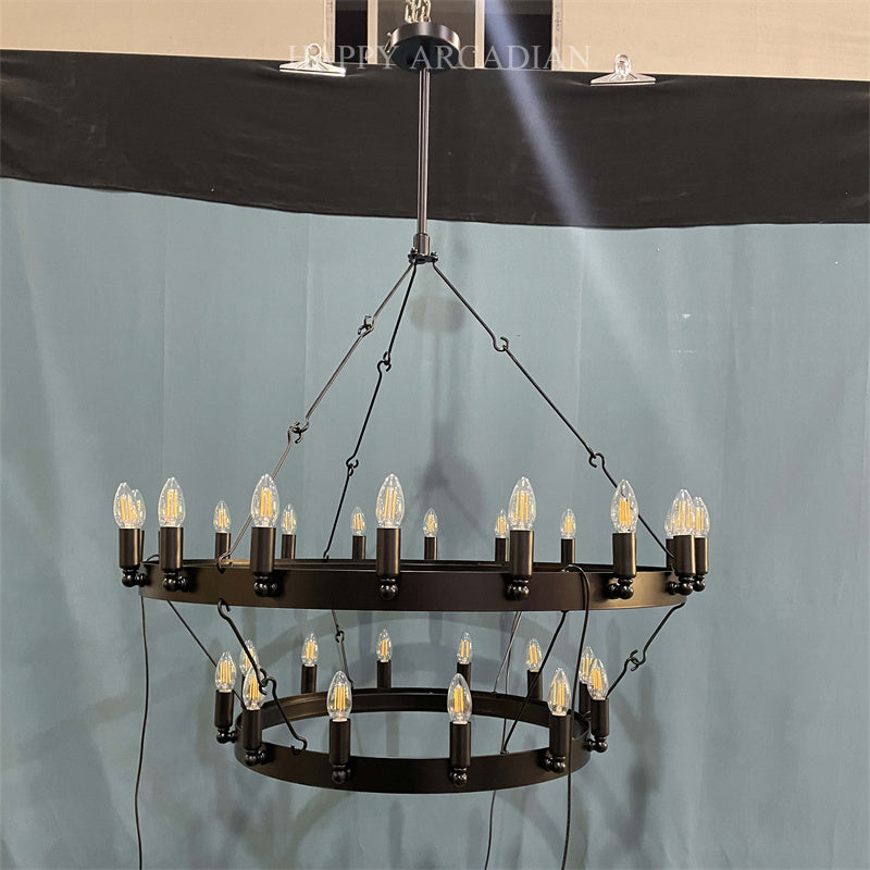 Radiant Vintage Filament Two-Tier Round Chandelier