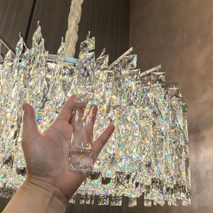 Modern Luxury Round/Rectangle Ice Crystal Chandelier in Chrome Finish for Living/Dining Room/Bedroom