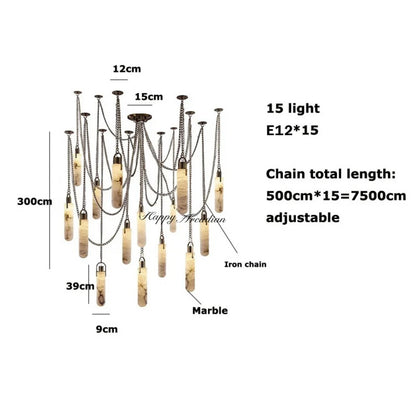 Happyarcadian Black & White Marble Chandelier