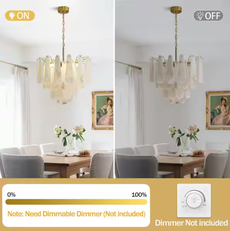21.6 in. 6-Light Modern Round Alabaster Kitchen Island Chandelier, 4-Tier Luxury Large White Chandelier for Bedroom