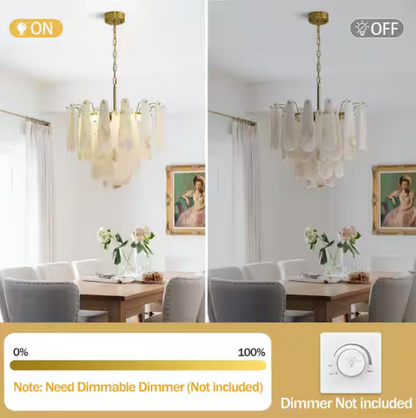 21.6 in. 6-Light Modern Round Alabaster Kitchen Island Chandelier, 4-Tier Luxury Large White Chandelier for Bedroom