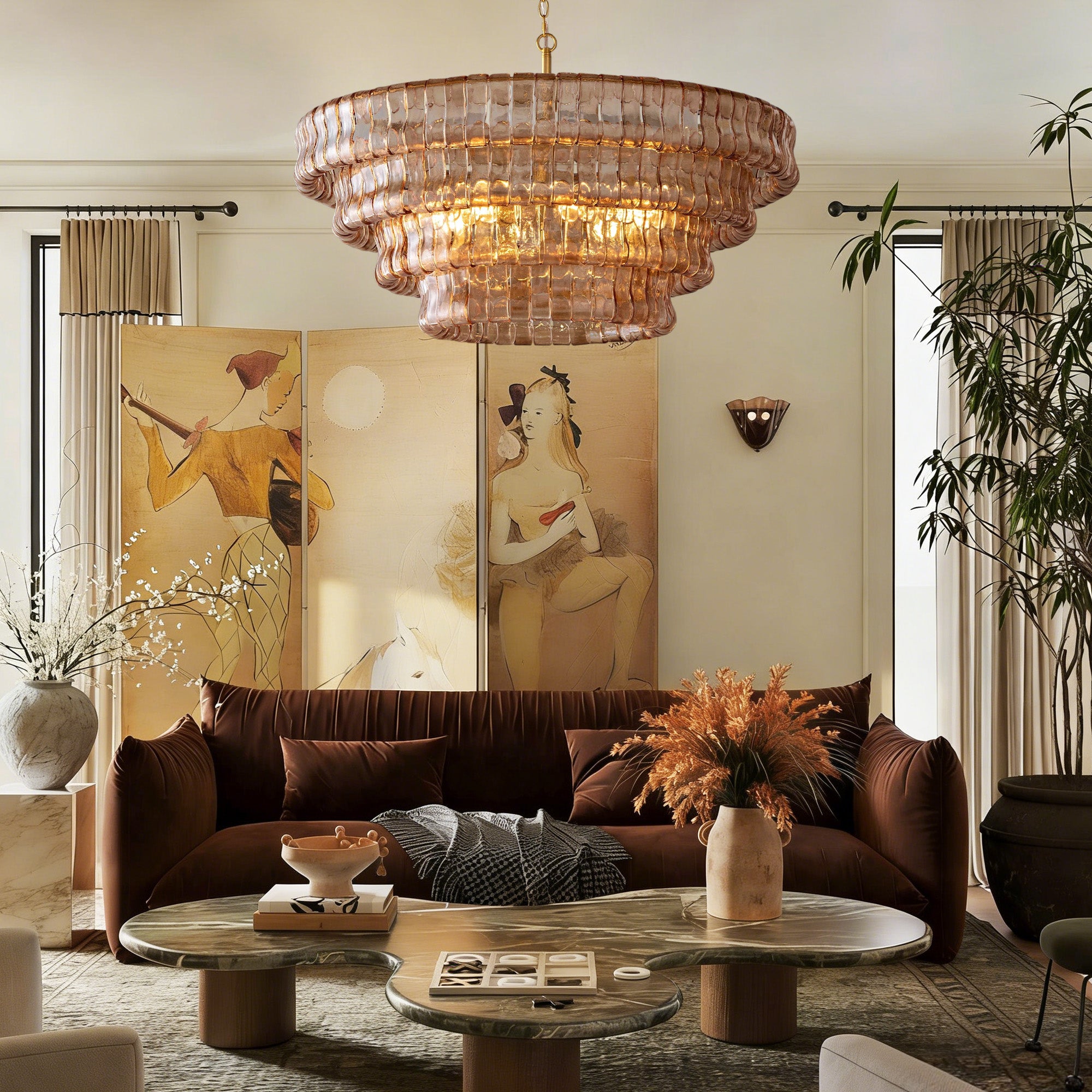 Ghiaccio Glass Round Chandelier