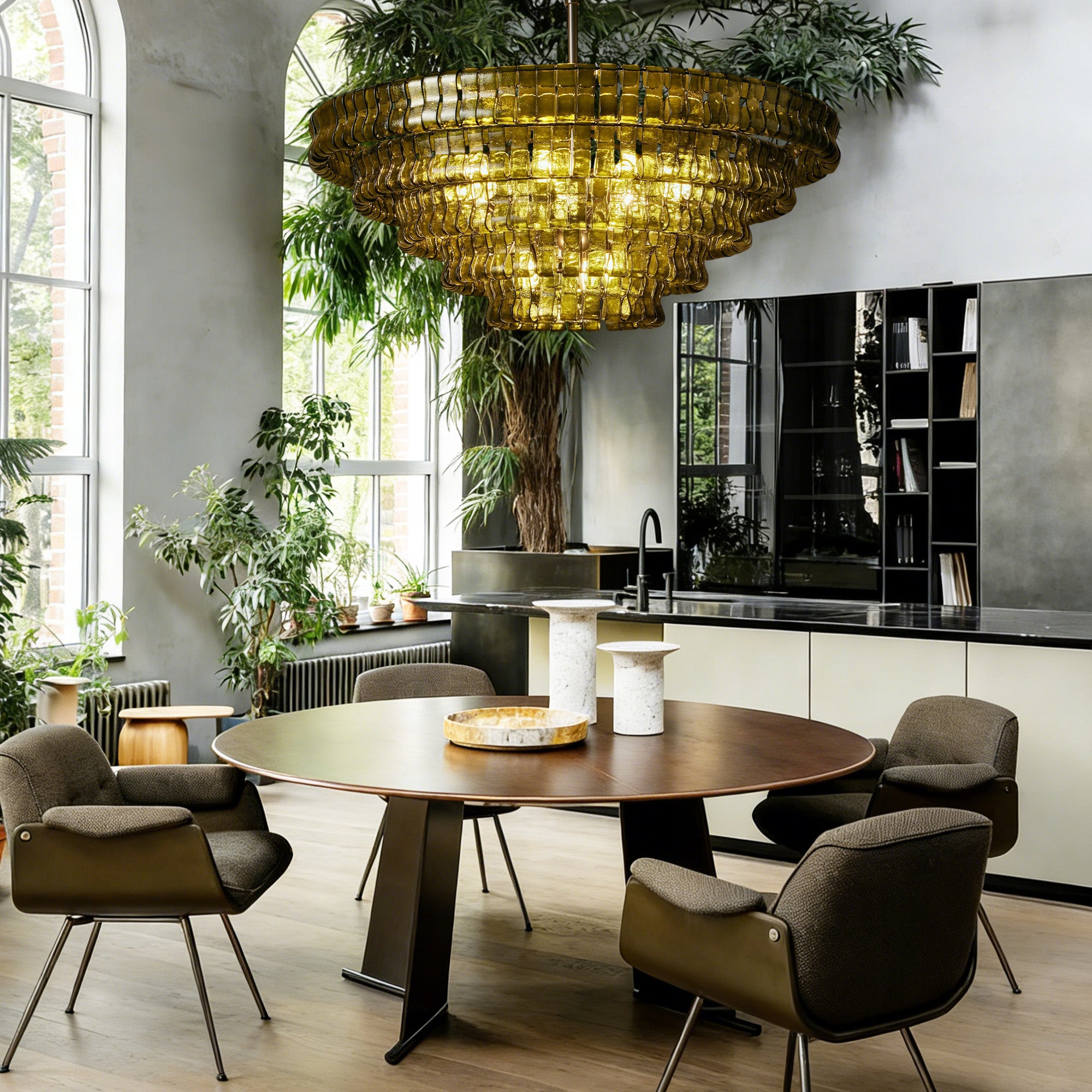 Ghiaccio Glass Round Chandelier