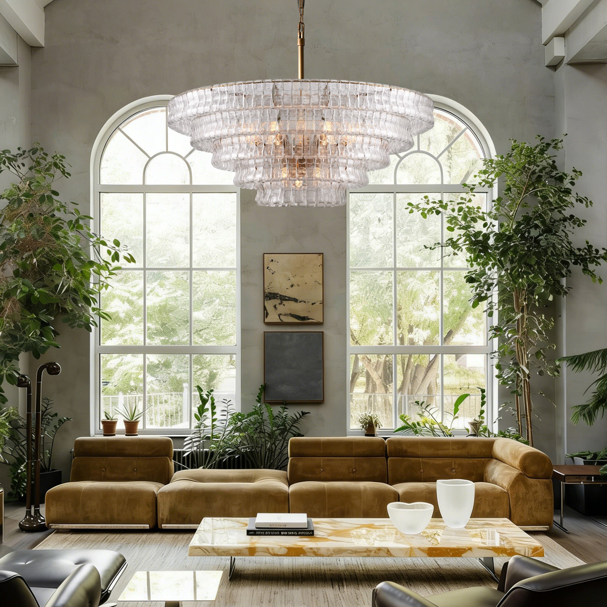 Ghiaccio Glass Round Chandelier