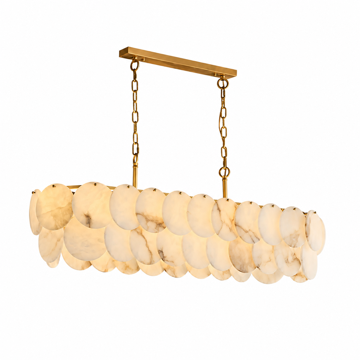 Valencia French Art Deco Spanish Alabaster Linear Chandelier 47.2"