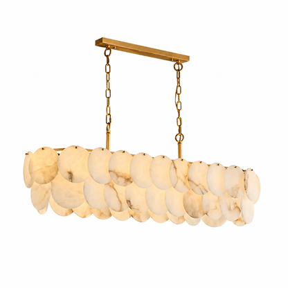 Valencia French Art Deco Spanish Alabaster Linear Chandelier 47.2"