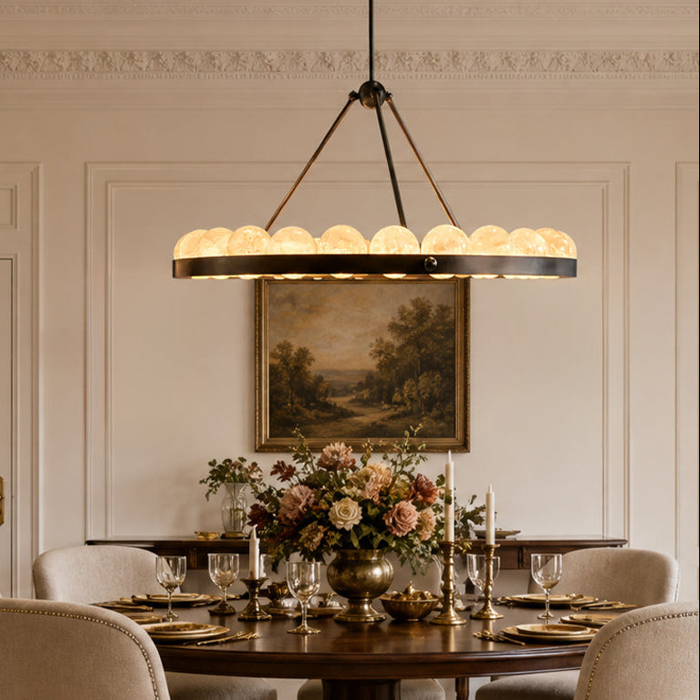 Tamsin Modern Designer Alabaster Round Chandelier for Living Room