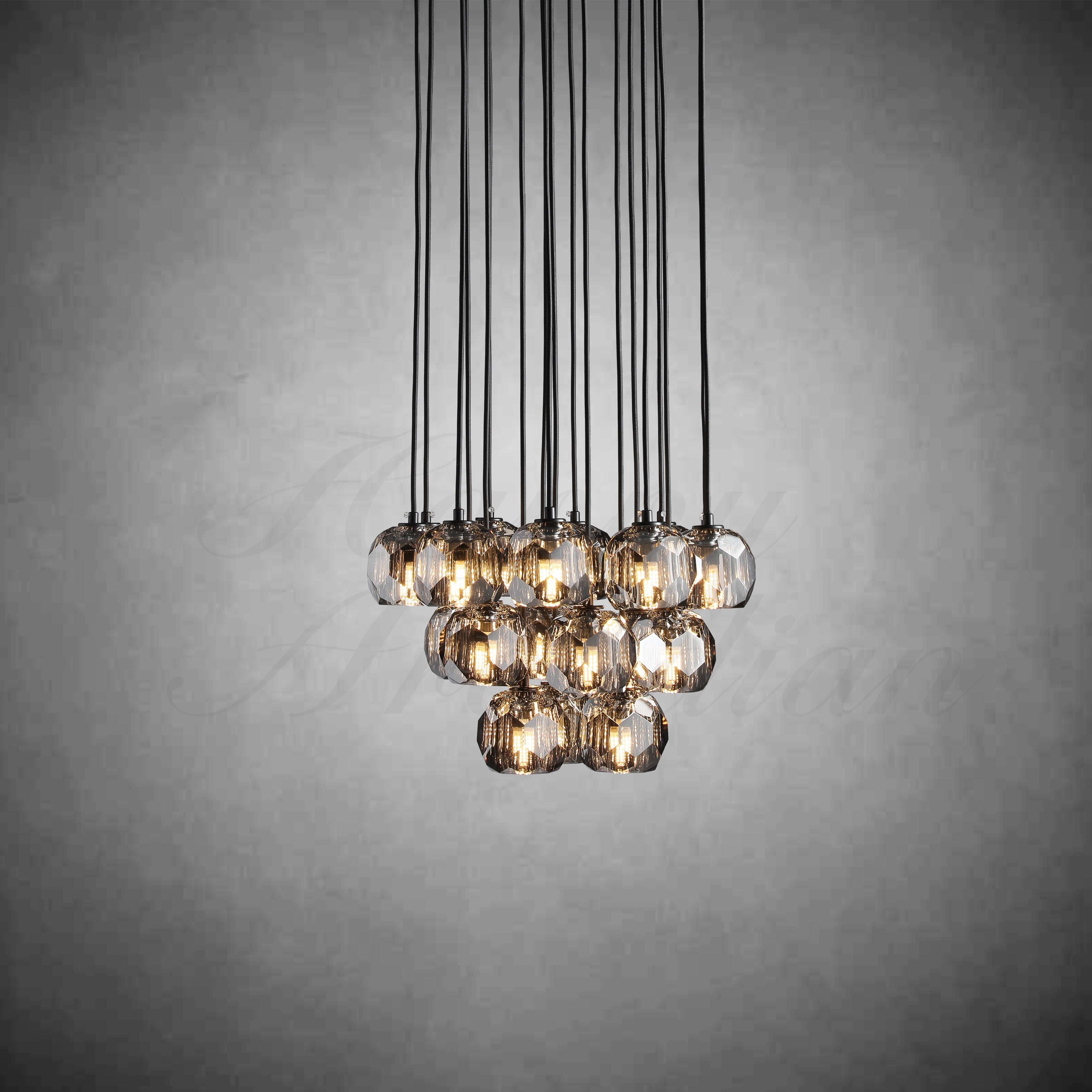 HA Bola De Crystal Round Cluster Chandelier 30" 40''