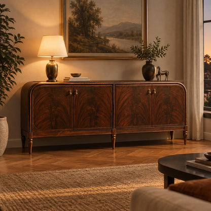 Happyarcadian Vintage Mahogany Wood Storage Sideboard