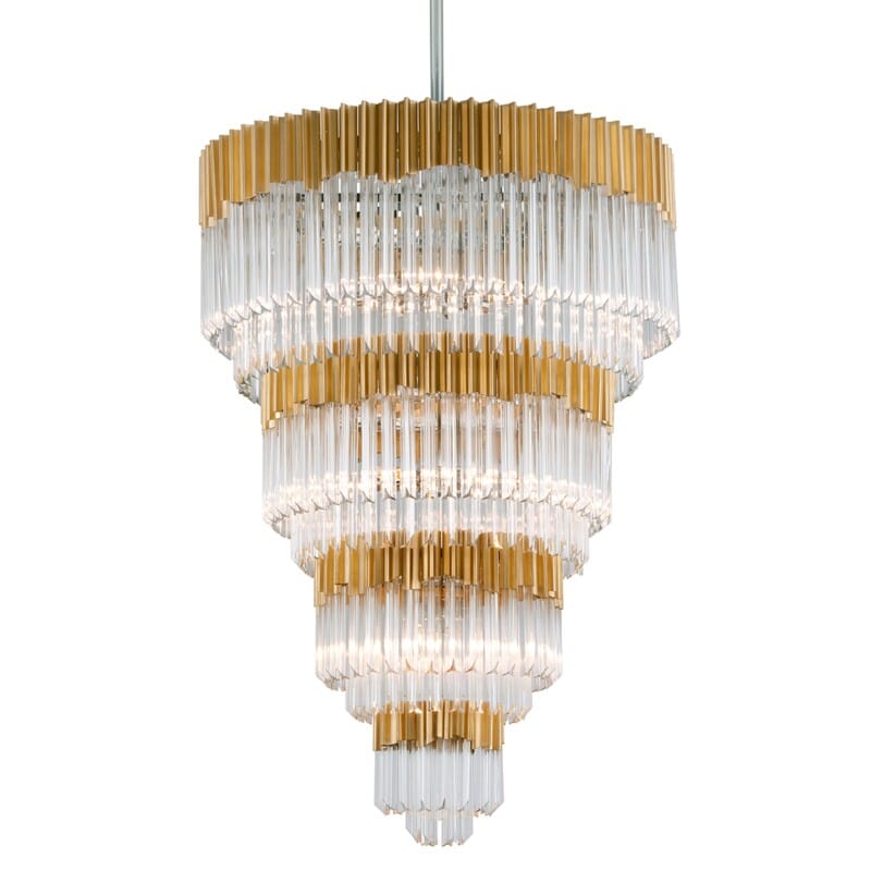 Charisma 17 Light Pendant Entry - Gold Leaf W Polished Stainless