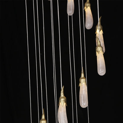 Kathleen 24 Light Long-eggplants Modern Rock Crystal Chandelier Staircase
