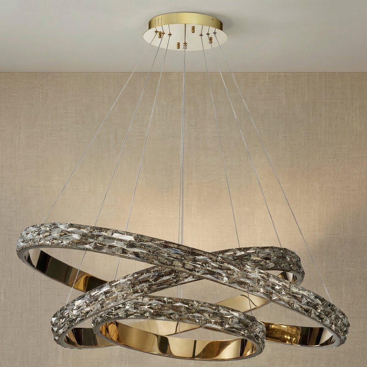 Vega Triple Ring Crystal Chandelier