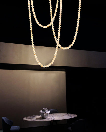 Pearl Necklace Alabaster Globe Beaded Linear Chandelier 40"-197"