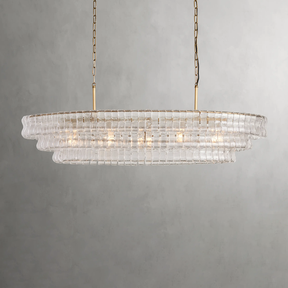 Ghiaccio Art Glass Oval Chandelier